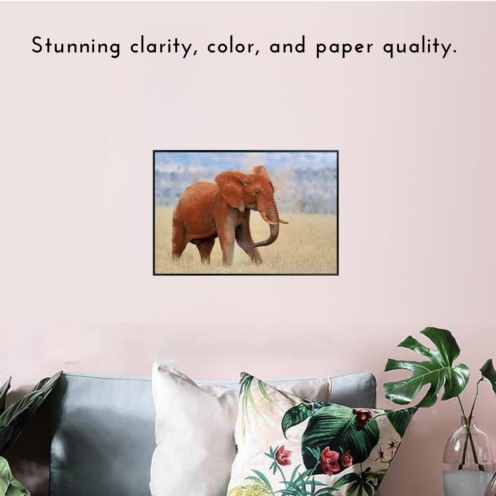 Red Elephant Wall Art Print – Wildlife Animal Poster for Home Decor, Living Room, Bedroom, or Office Decoration