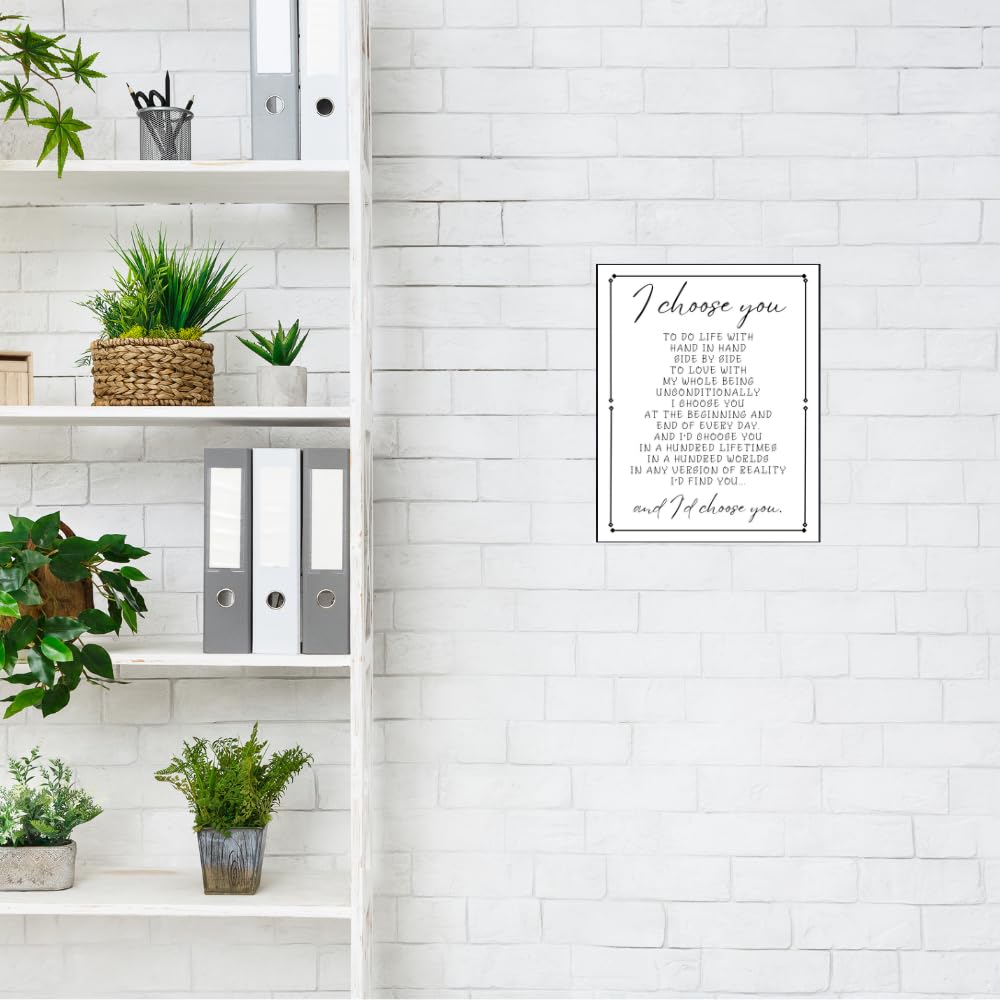 I Choose You Wall Art Print - Positive Affirmation Poster - Romantic Quote Decor for Bedroom Living Room Office - Inspirational Gifts for Wife Husband