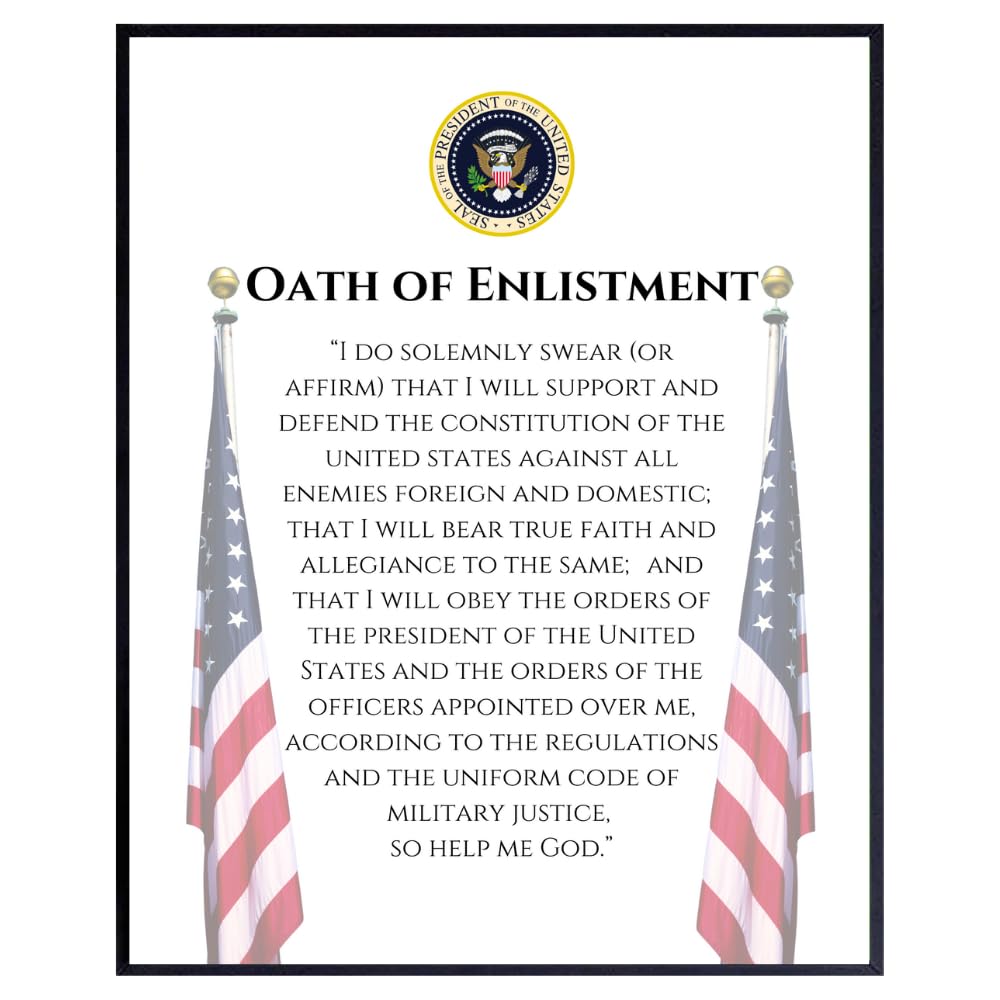 Blessed Posters Oath of Enlistment Poster Patriotic American Military Wall Art Inspirational Home Room Decor Gift for Veterans