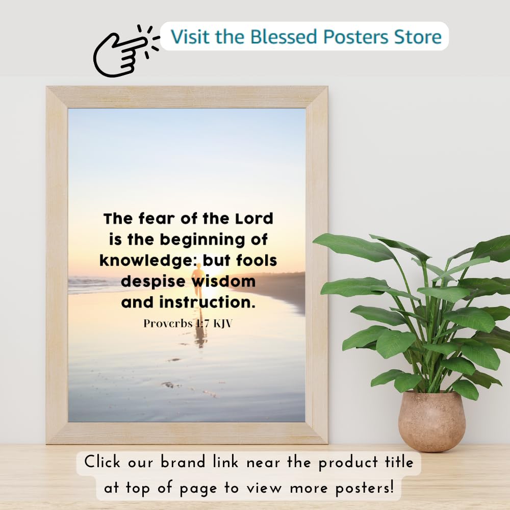 Proverbs 1:7 Bible Verse Wall Art Christian Scripture Poster Inspirational Prayer Decor Religious Home Gift
