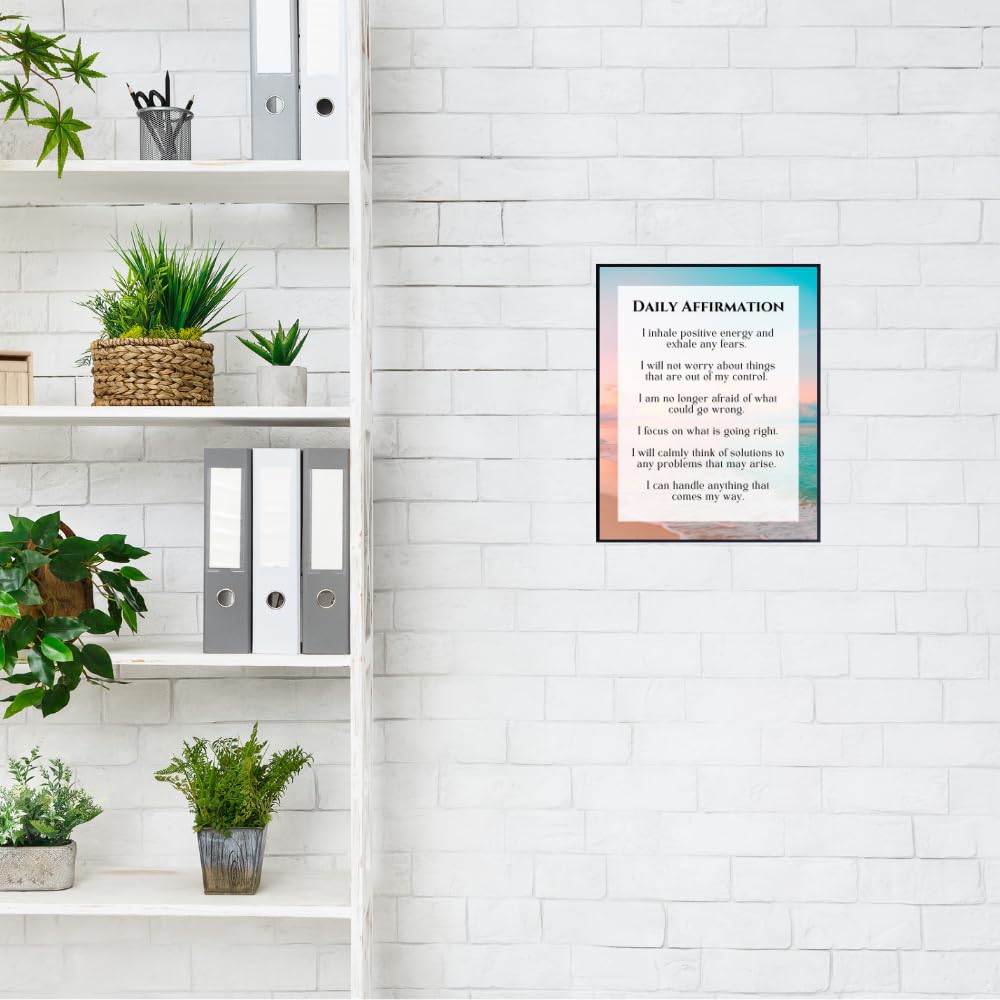 Blessed Wall Art Print - Daily Affirmation Poster - Inspirational Quote Decor for Bedroom Living Room Office - Positive Gifts for Women Girls