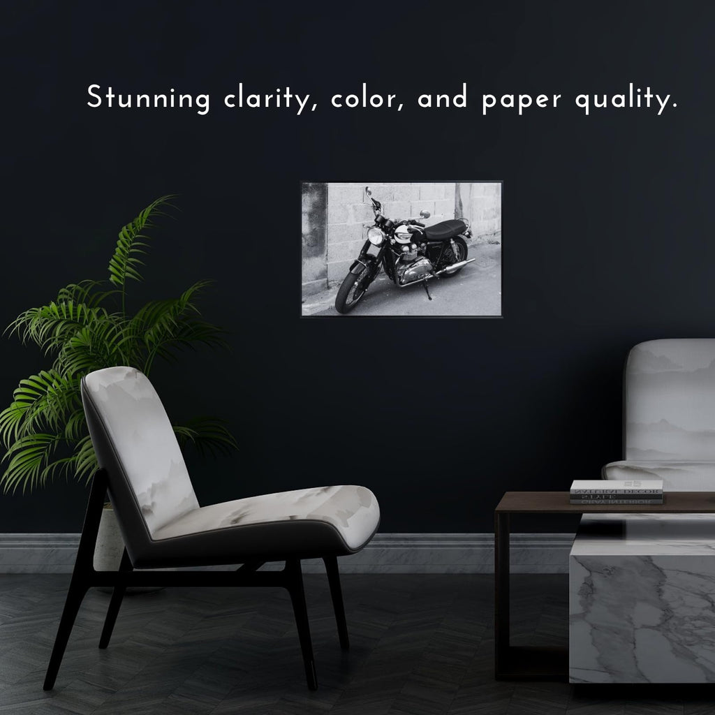 Triumph Bonneville T100 Motorcycle Poster – Classic Cafe Racer Wall Art for Garage, Office, or Man Cave