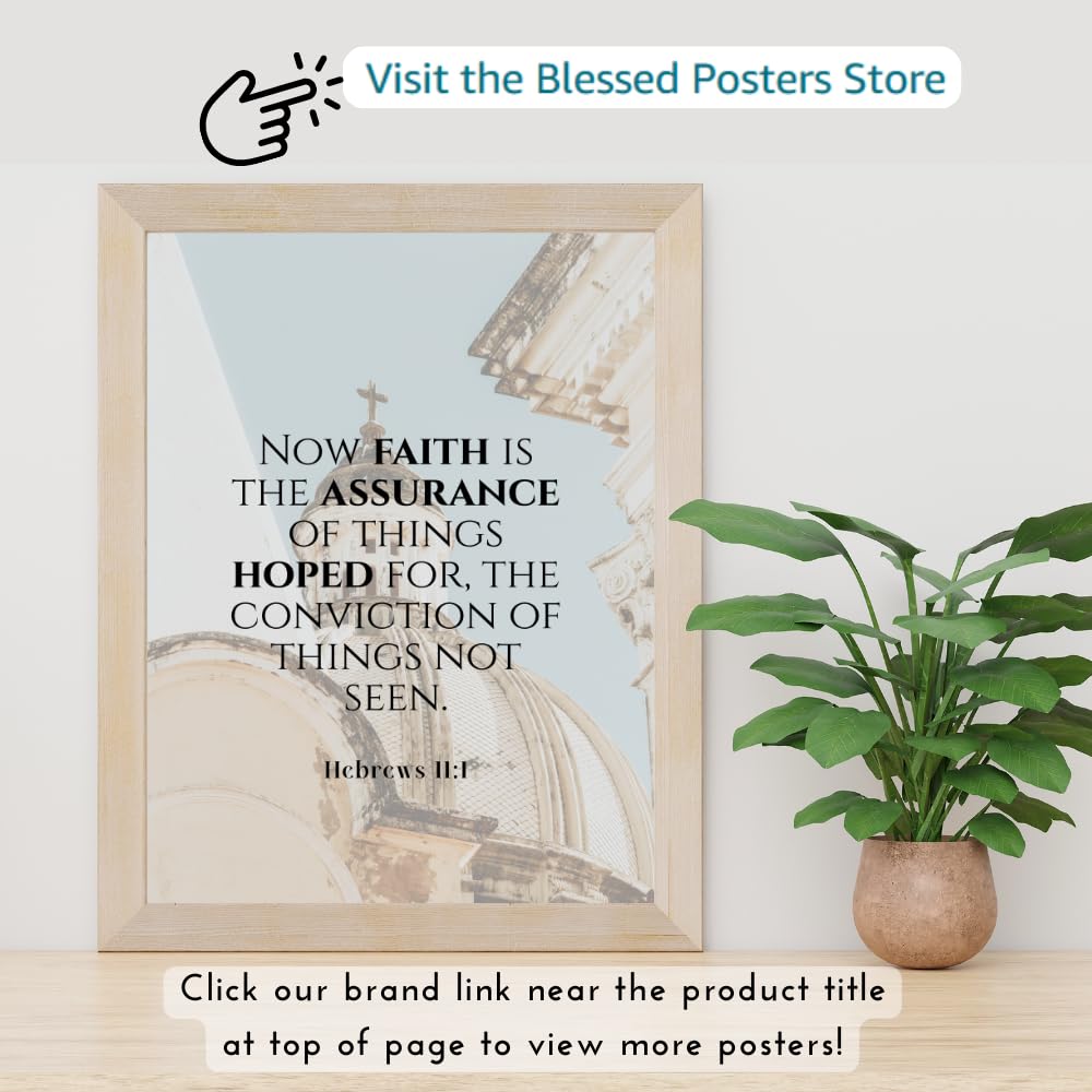Hebrews 11:1 Bible Verse Wall Art Christian Scripture Poster Print Inspirational Faith Quote Modern Home Decor Gift for Christians