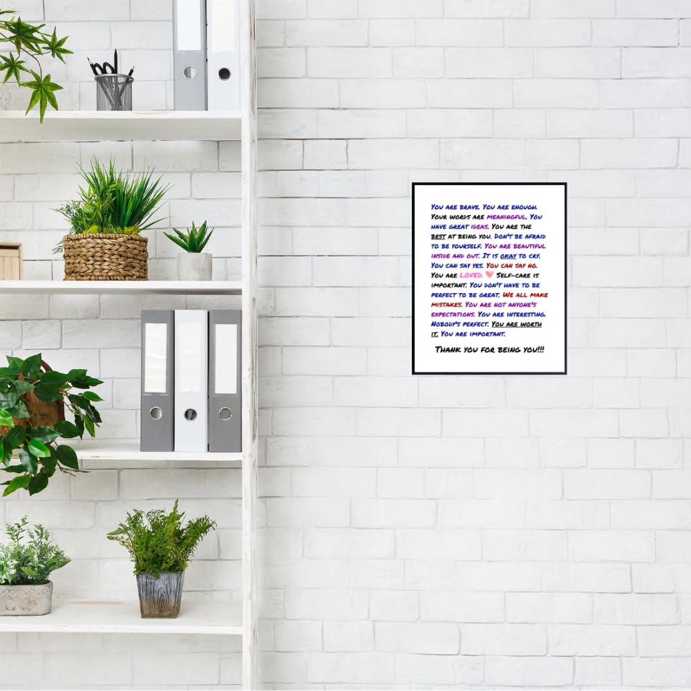 Thank You for Being You Wall Art Print - Positive Affirmation Poster - Inspirational Quote Decor for Bedroom Living Room Office - Motivational Gifts for Women