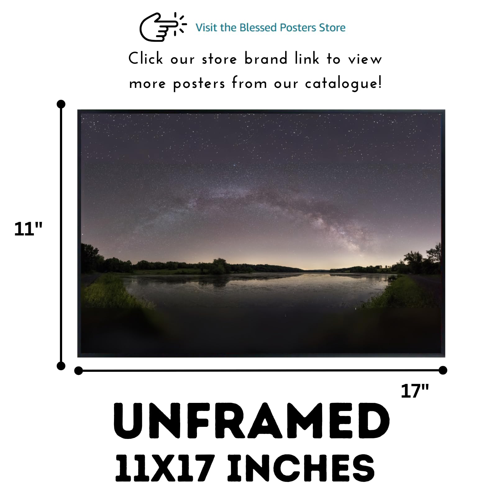Blessed Posters Milky Way Panorama Wall Art – Galaxy Night Sky Poster for Bedroom, Living Room, Office, or Home Decor – Space Astronomy Photography Print