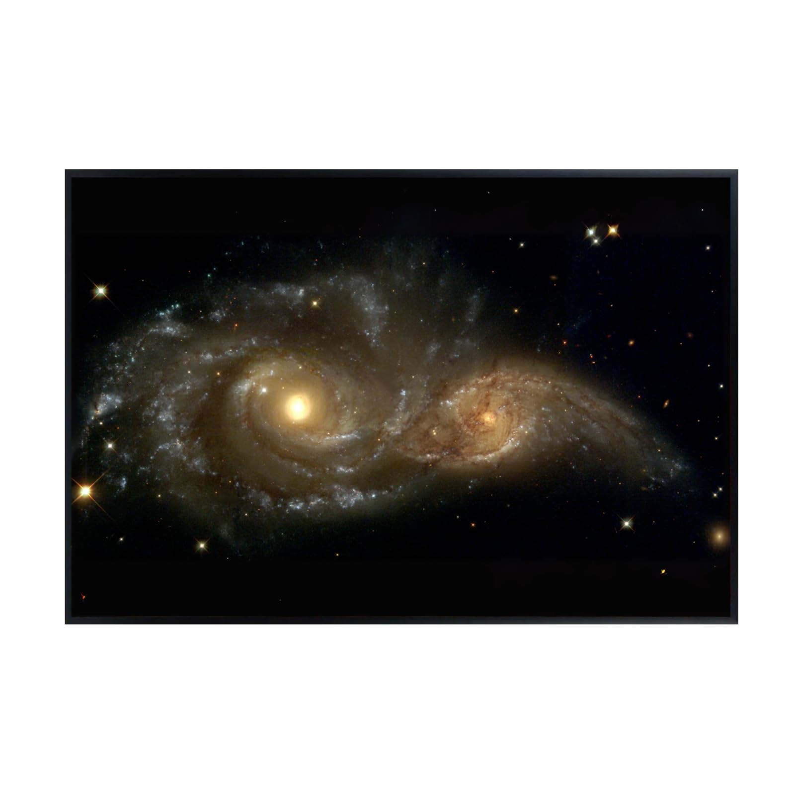 Blessed Posters NGC 2207 and IC 2163 Galaxy Collision Poster – Space Astronomy Wall Art Print for Home Office Bedroom Decor – Astrophotography Galaxy Artwork