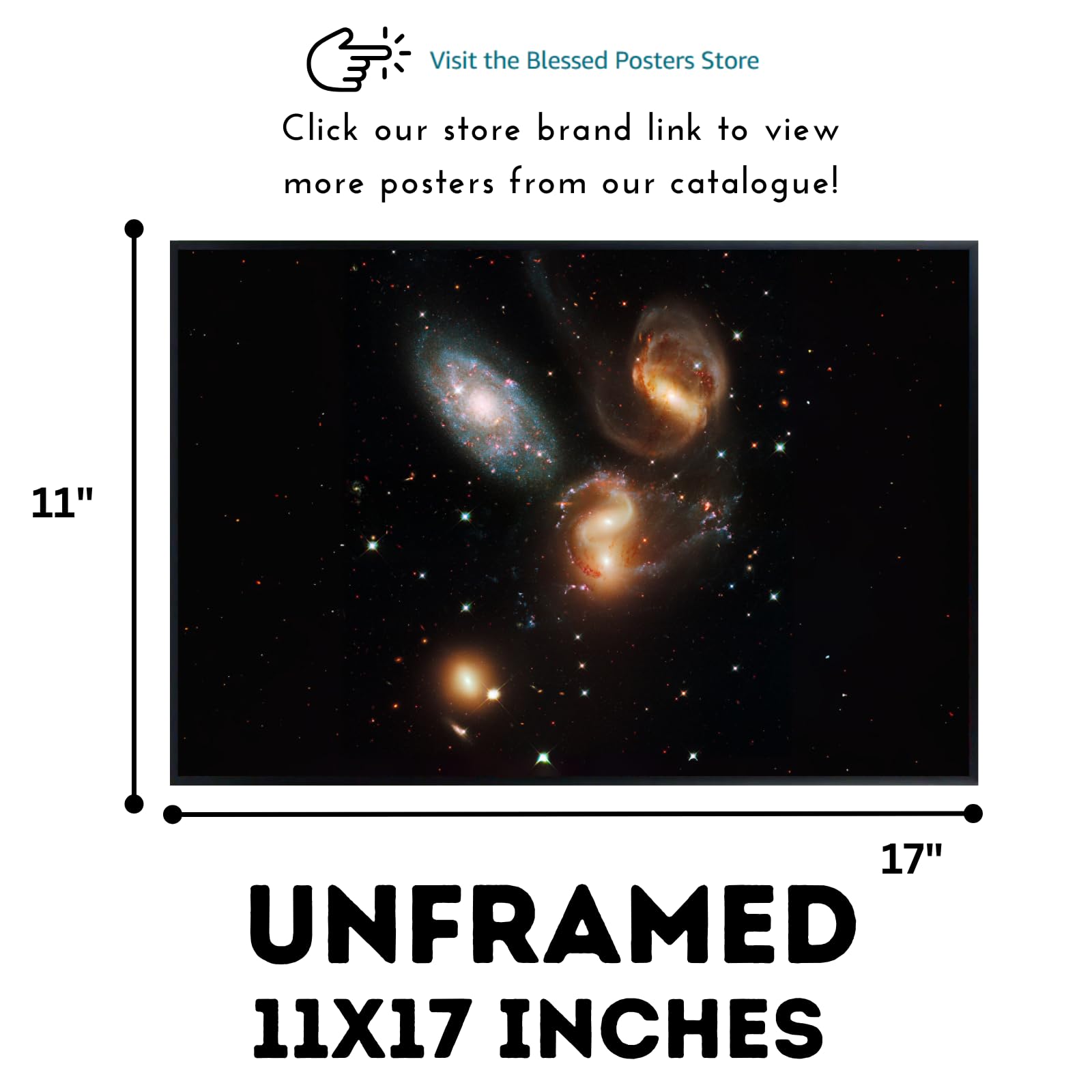 Blessed Posters Galactic Wreckage Wall Art – Galaxy Night Sky Astronomy Print Space Photography Poster for Bedroom Living Room Home Office Decor