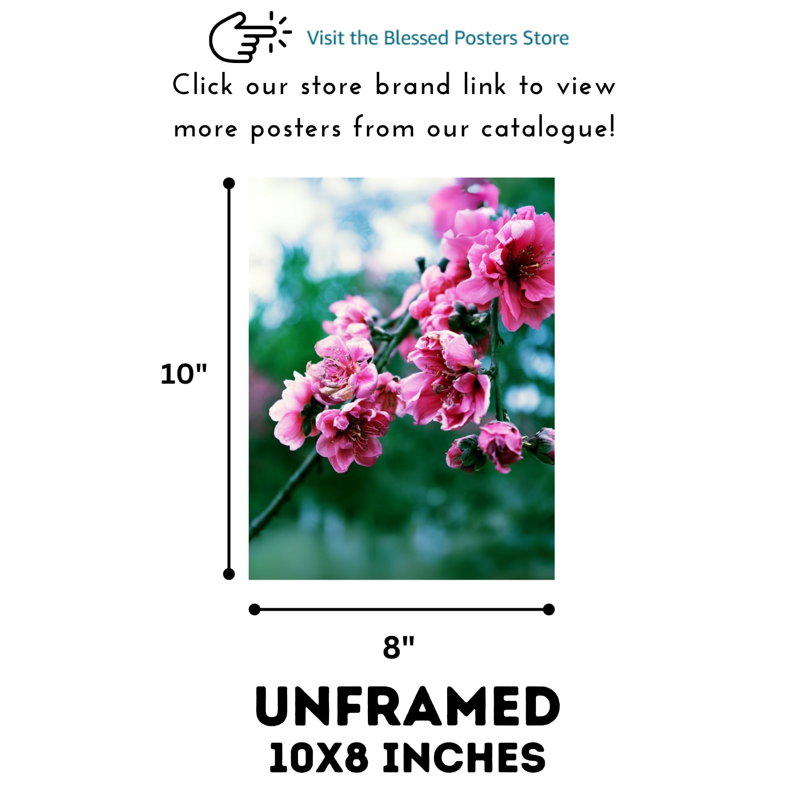 Peach Blossom Wall Art Poster for Home Decor – Botanical Floral Print for Living Room, Bedroom, Office Decoration