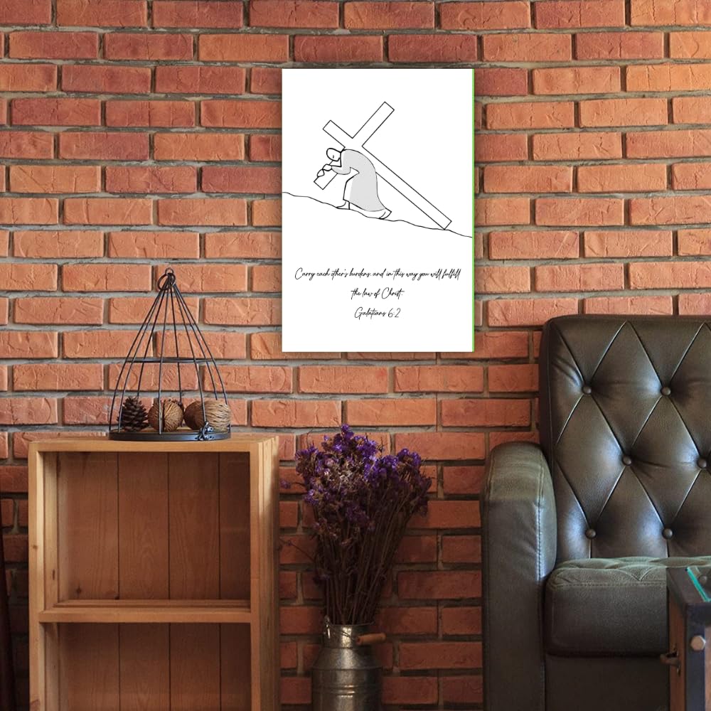 Galatians 6:2 Bible Verse Wall Art Poster – Christian Scripture Print – Religious Home Decor for Living Room Bedroom Office Church – Inspirational Christian Gift Decoration