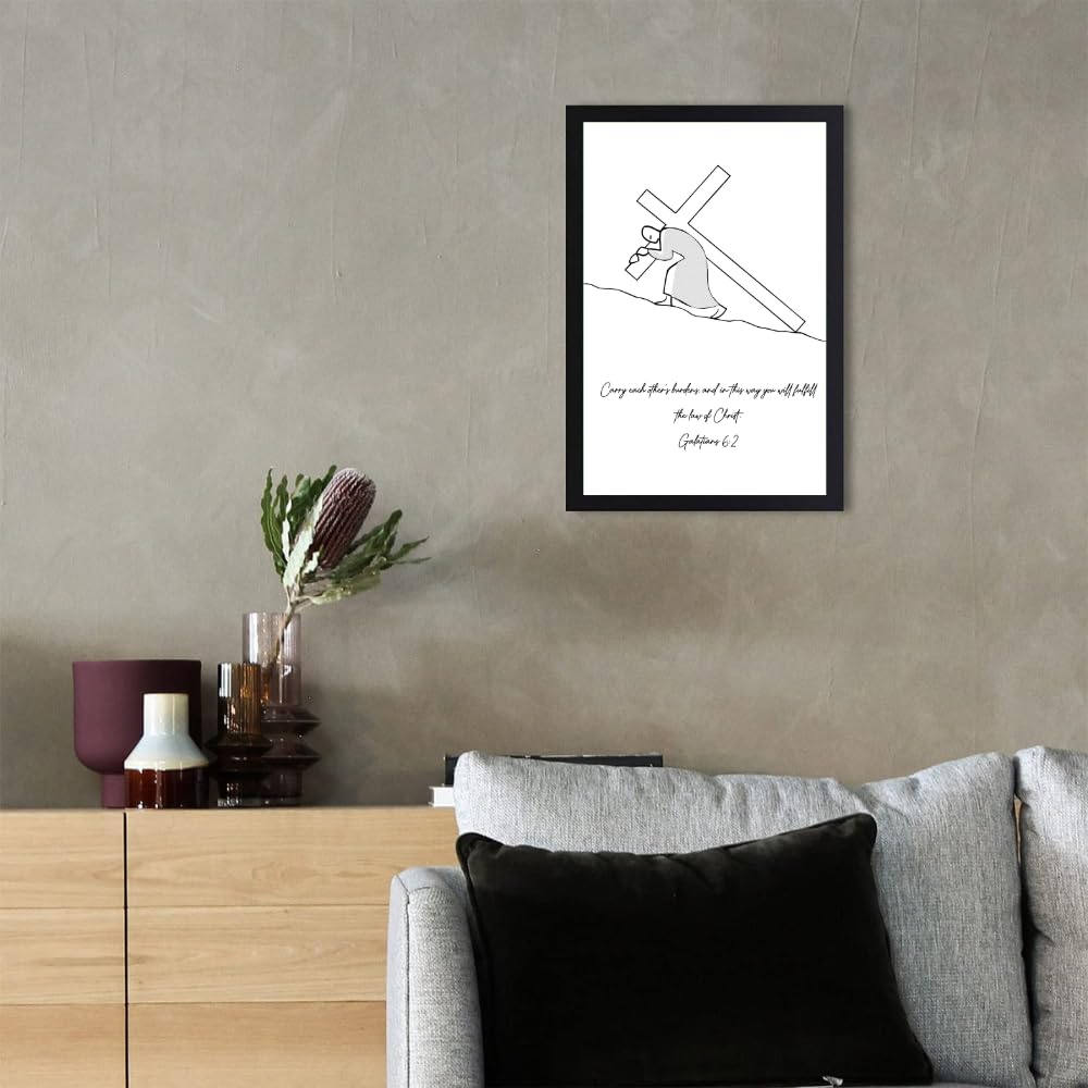 Galatians 6:2 Bible Verse Wall Art Poster – Christian Scripture Print – Religious Home Decor for Living Room Bedroom Office Church – Inspirational Christian Gift Decoration