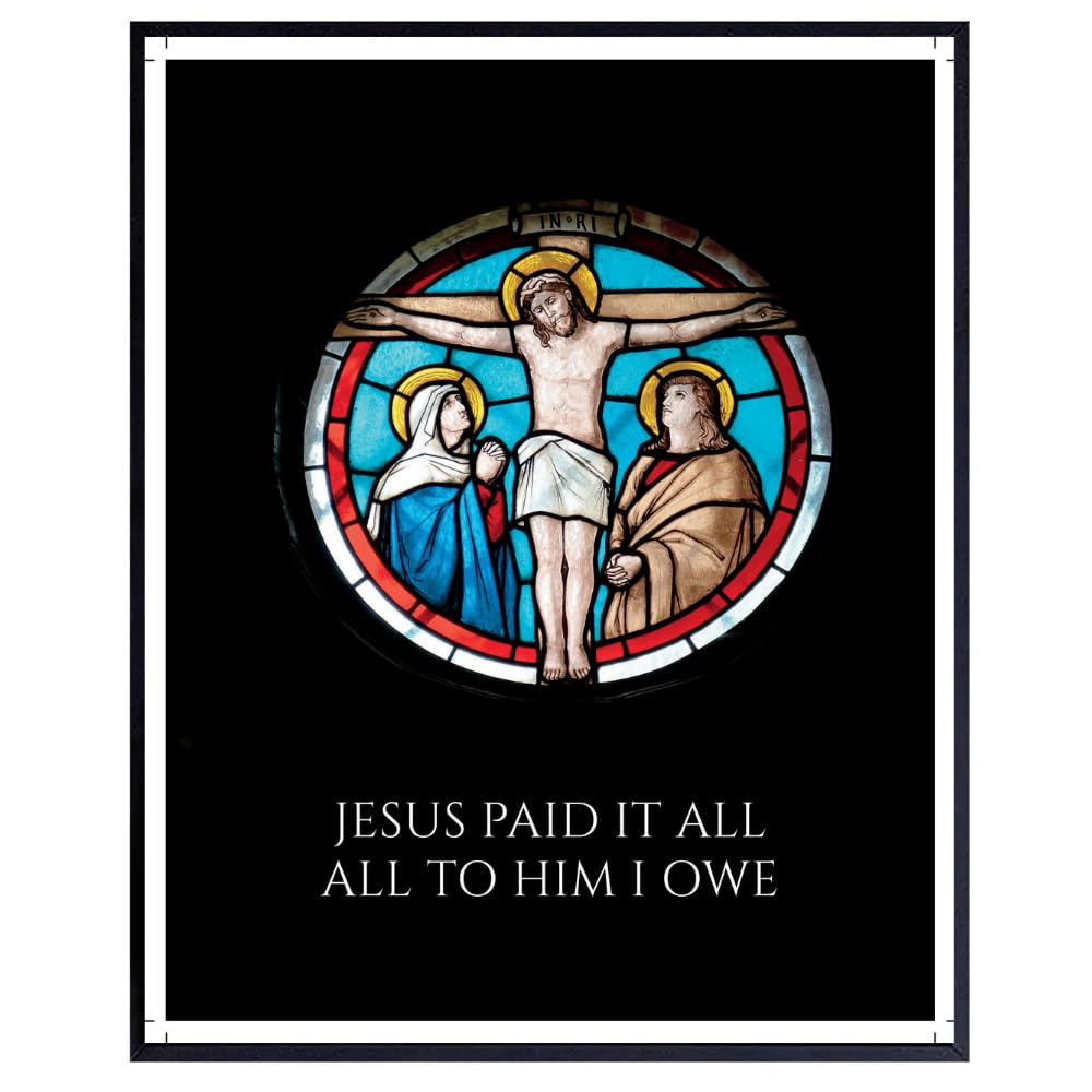 Stained Glass Christian Wall Art Jesus Poster Print Inspirational Religious Artwork Modern Faith Home Decor Gift for Christians