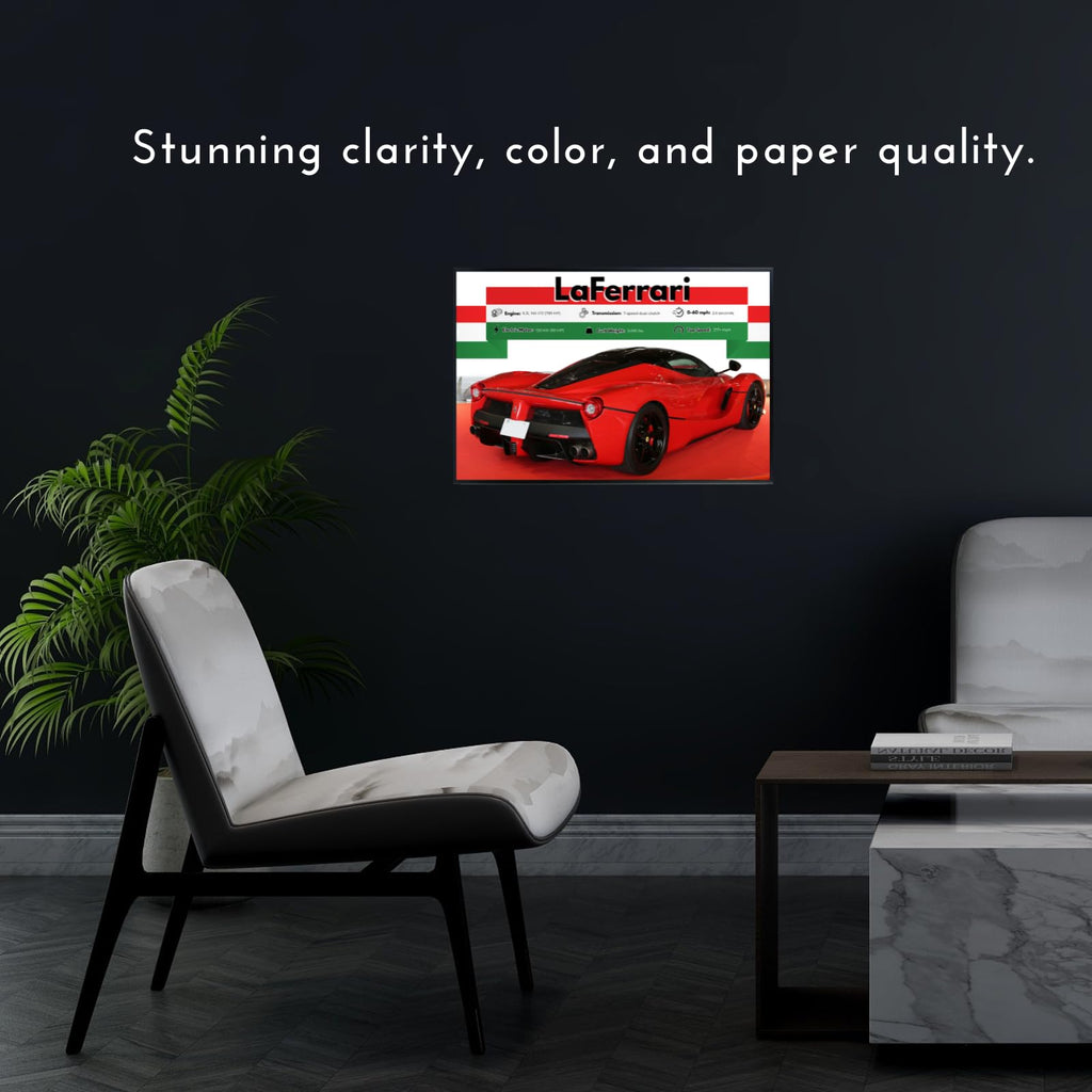 Blessed Posters Ferrari LaFerrari Poster – Italian Supercar Wall Art Print, Hypercar Artwork for Bedroom, Living Room, or Office Decor
