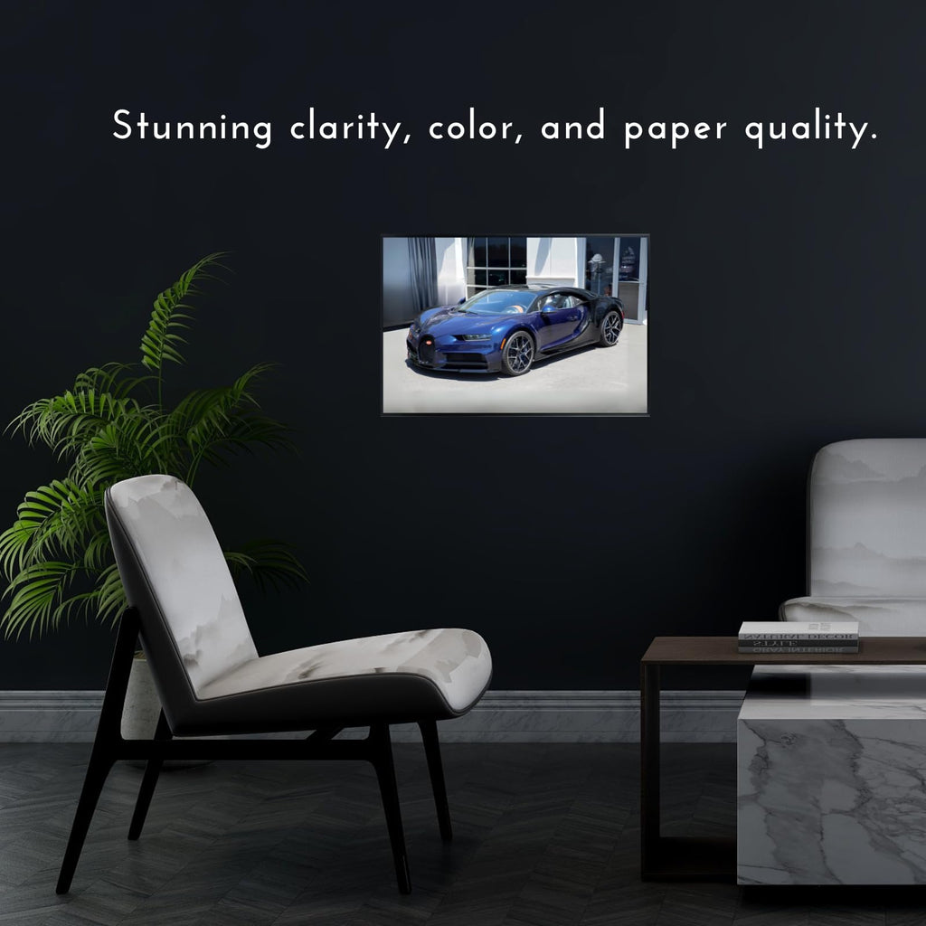 Blessed Posters Bugatti Chiron Poster – Luxury Hypercar Wall Art Print for Garage Office Bedroom Living Room Décor – Exotic Car Gift