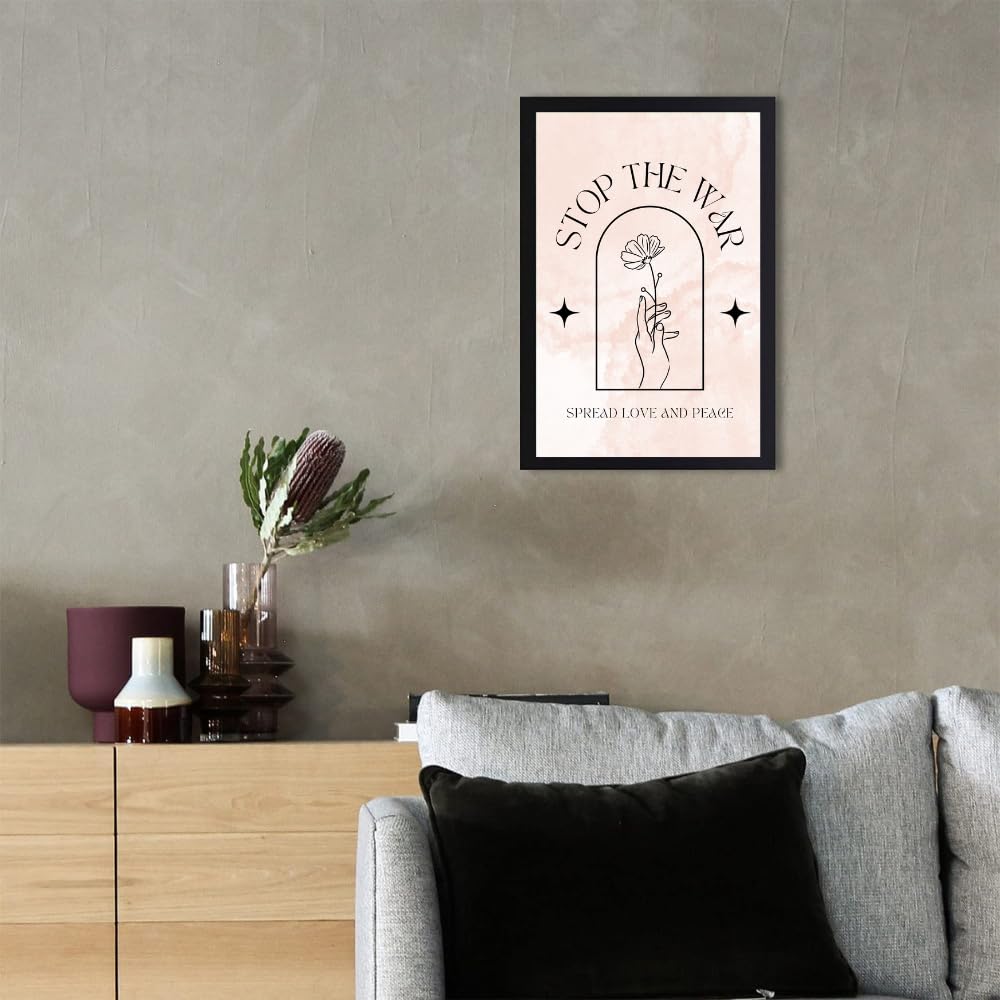 Stop the War Poster Peace and Love Wall Art Anti War Print Inspirational Artwork Girl Room Decor College Student Gift Bedroom Dorm Decoration