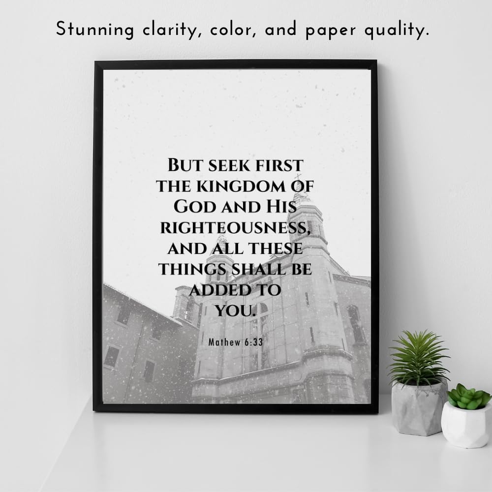 Matthew 6:33 Bible Verse Wall Art Scripture Poster Print Christian Home Decor Inspirational Faith Gifts