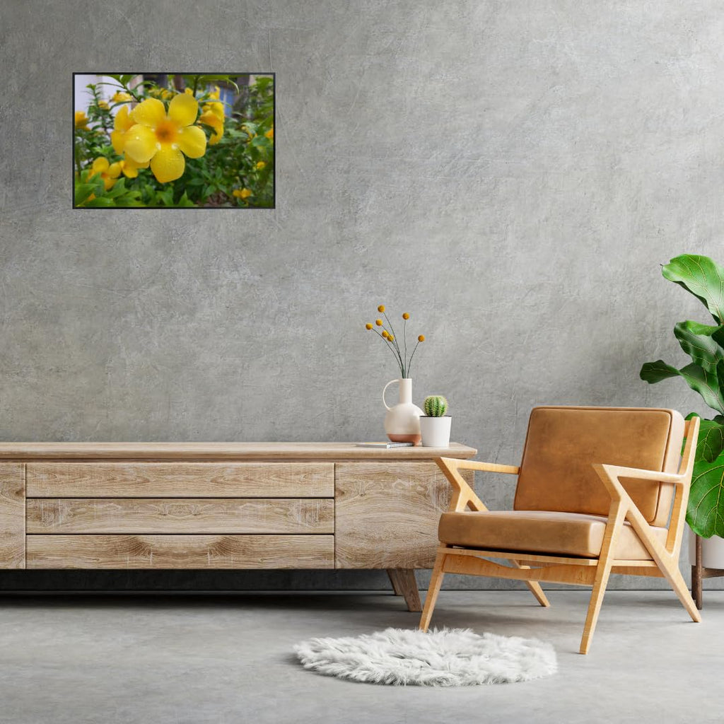 Yellow Allamanda Tropical Flower Wall Art – Golden Trumpet Botanical Poster for Home Decor, Living Room, Bedroom, or Office – Vibrant Tropical Plant Artwork Print