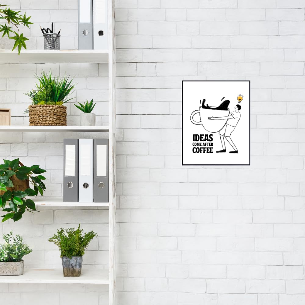 Blessed Posters – "Ideas Come After Coffee" Bar Sign – Kitchen Wall Art and Counter Décor for Home Café Station, Gifts for Coffee Lovers