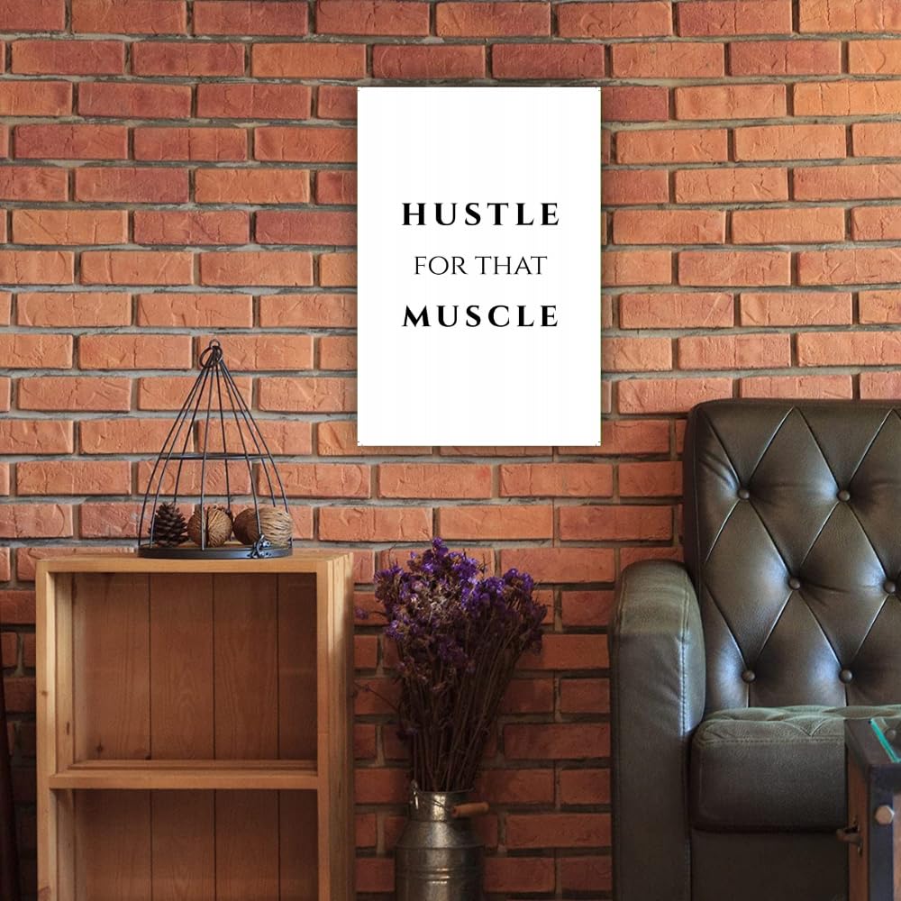 Gym Motivational Wall Art – Hustle for That Muscle Poster – Fitness Quote Print for Home Gym or Workout Room – Gift for Gym Lovers