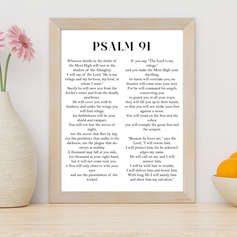 Psalm 91 Bible Verse Wall Art Christian Scripture Poster Print Inspirational Faith Quote Home Decor Gift for Christians