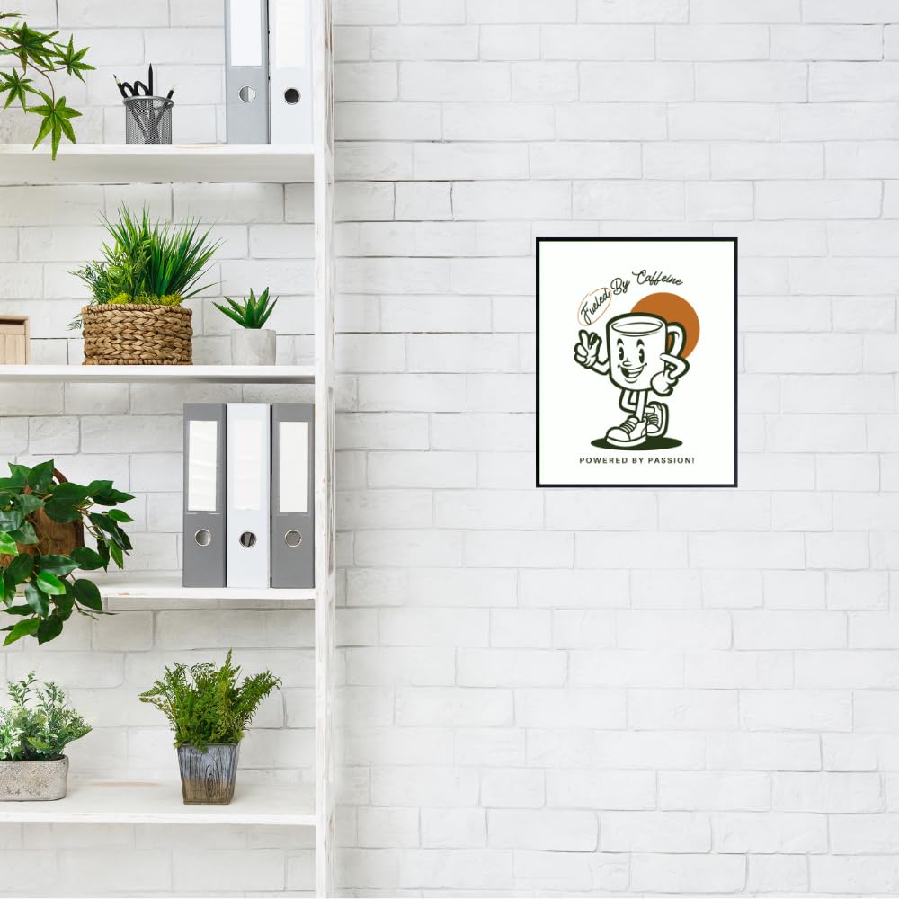 Fueled by Caffeine Coffee Bar Sign – Decor for Kitchen Wall or Counter – Coffee Lover Gift – Modern Farmhouse Kitchen Wall Art