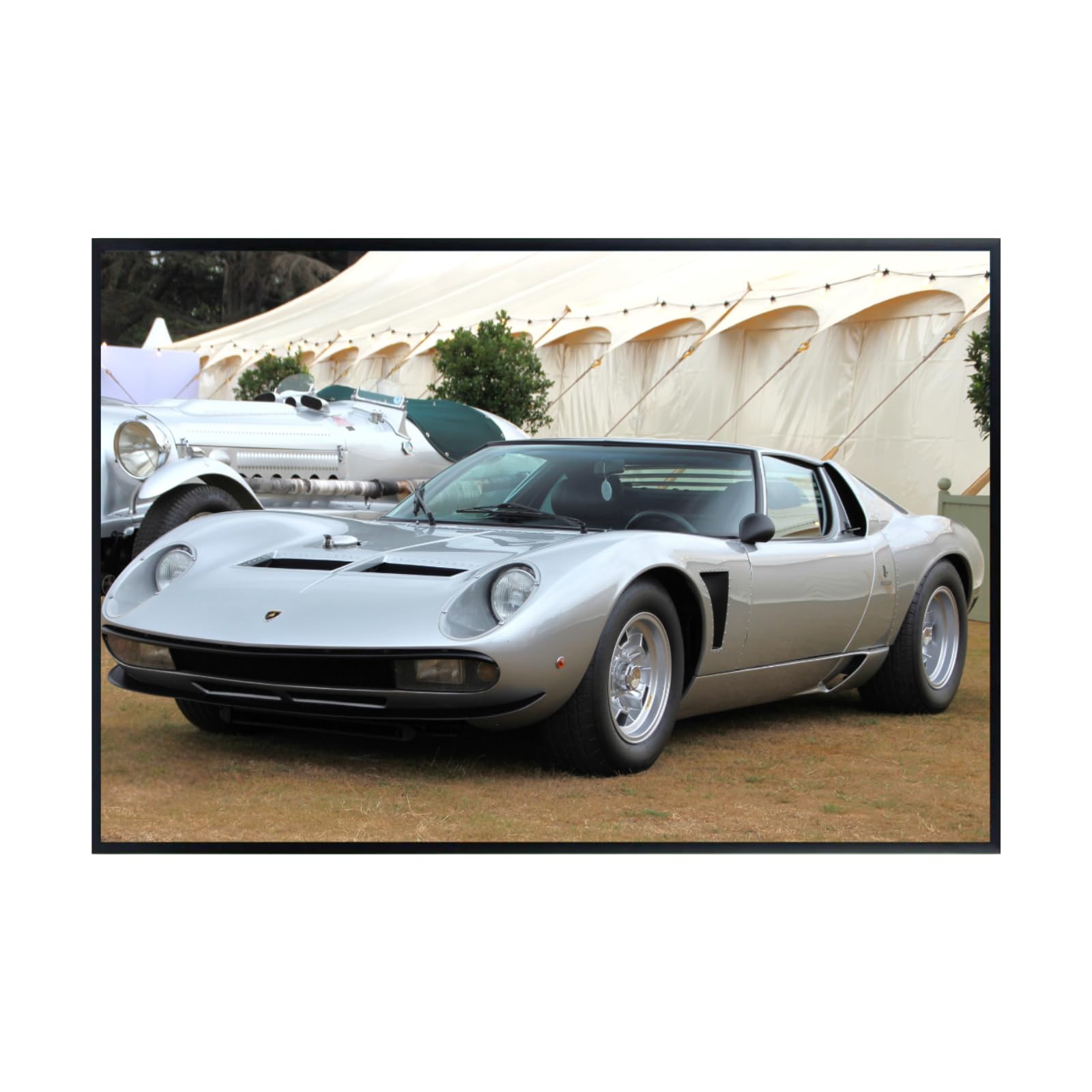 Lamborghini Miura Poster, Classic Supercar Wall Art for Garage, Office, Bedroom - Sports Car Hypercar Automotive Decoration