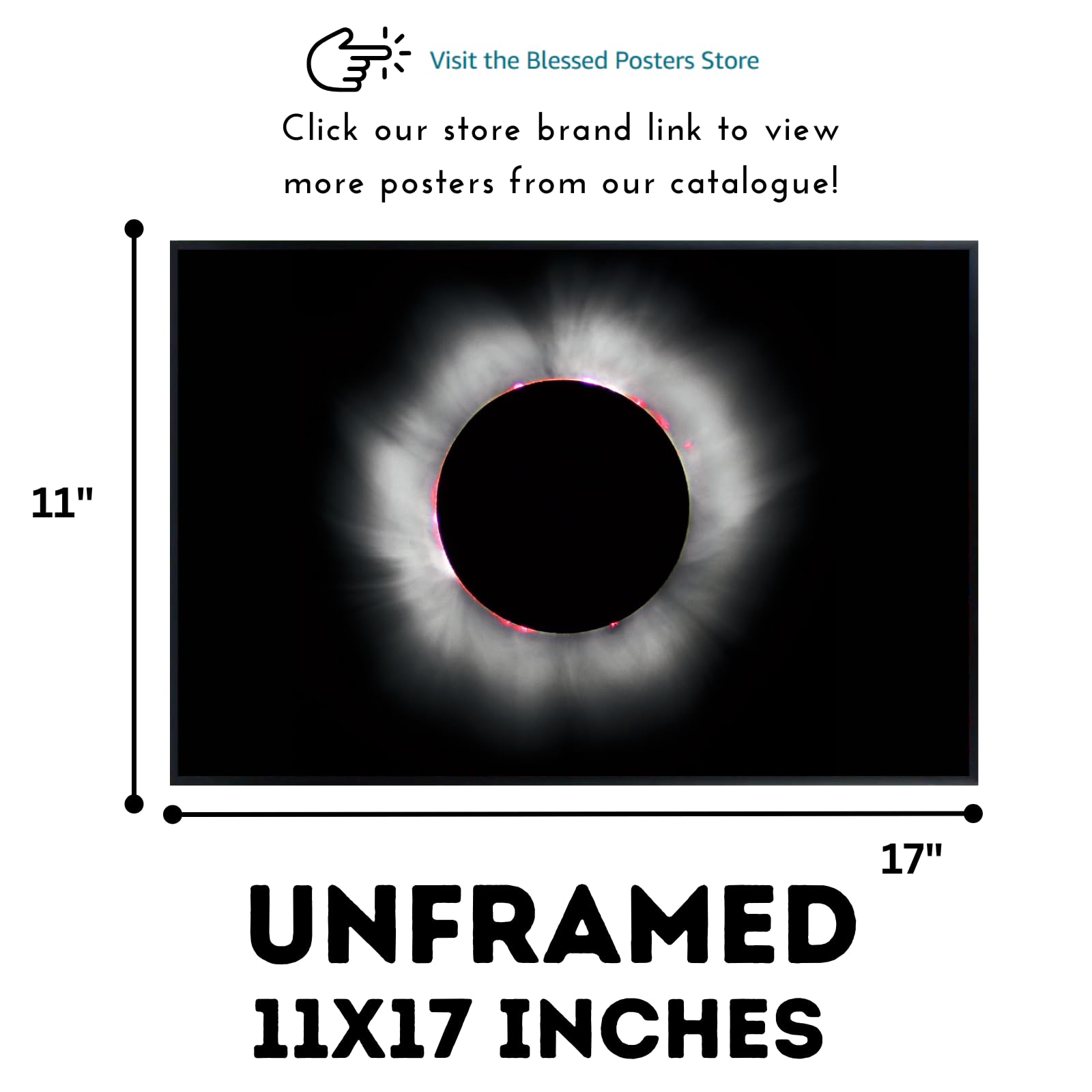 Blessed Posters Solar Eclipse Poster – Space Wall Art for Bedroom Living Room Office or Home Decor – Astronomy Night Sky Print
