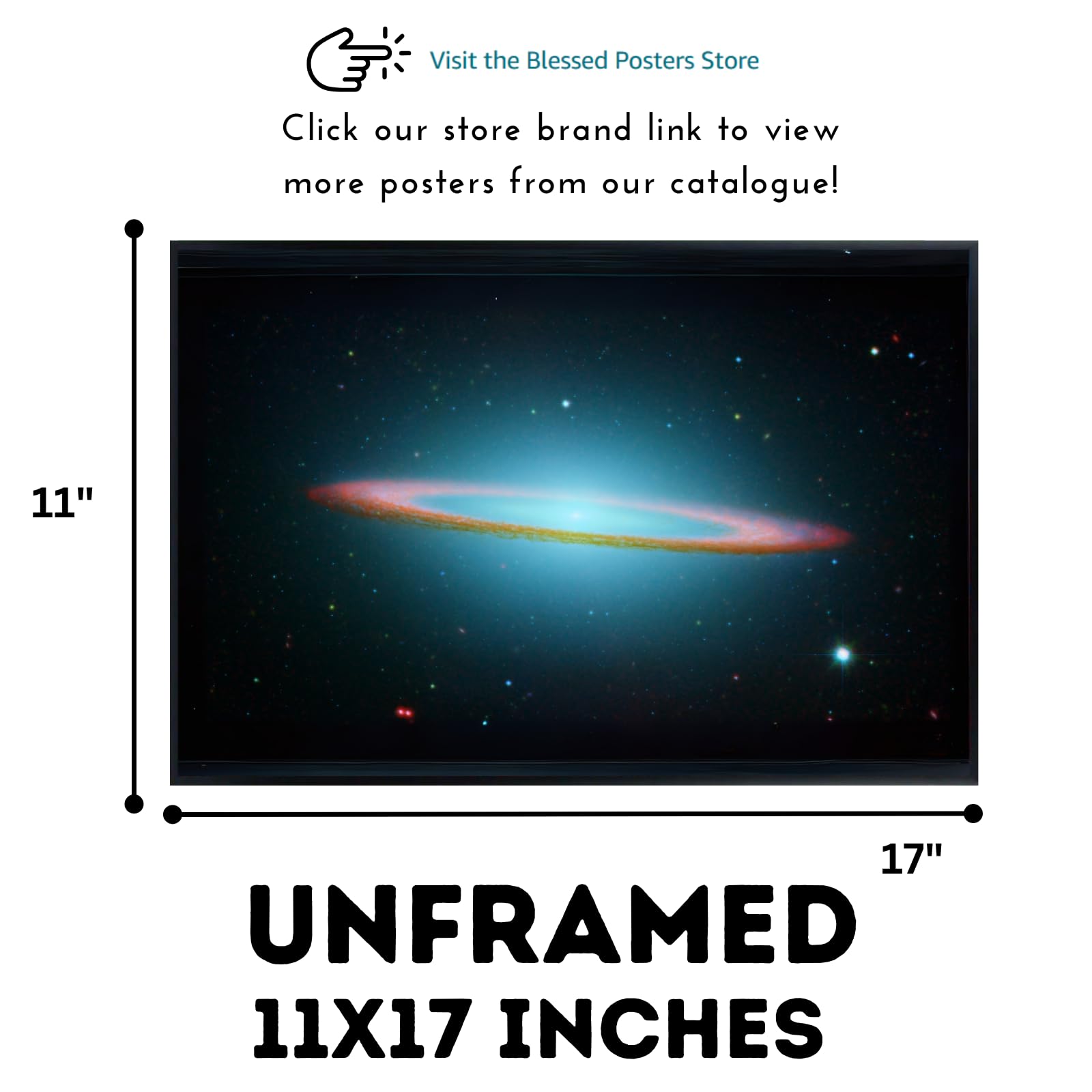 Blessed Posters Sombrero Galaxy Wall Art – Space Photography Print Galaxy Night Sky Poster Astronomy Artwork for Bedroom Living Room Home Office Decor