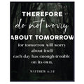 Bible Verse Wall Art Matthew 6:31 Poster – Inspirational Scripture Print – Christian Home Decor – Religious Gift for Prayer Room and Living Room