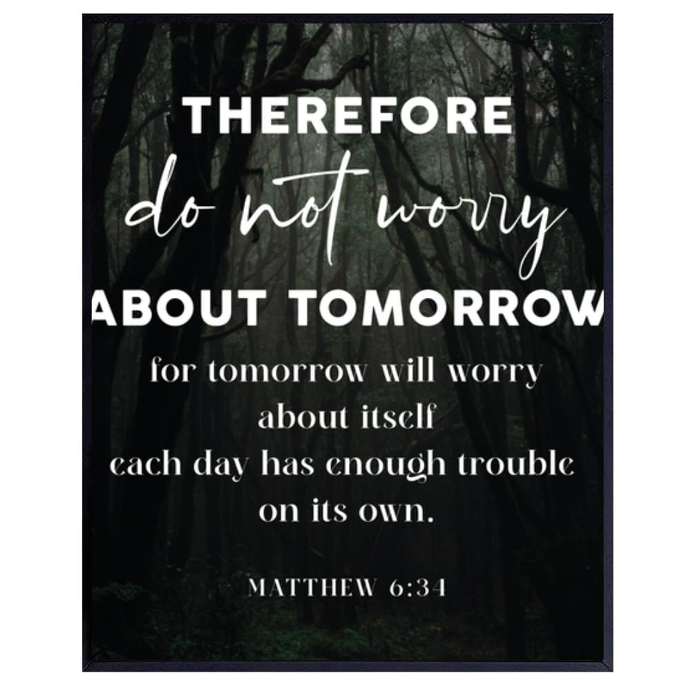 Bible Verse Wall Art Matthew 6:31 Poster – Inspirational Scripture Print – Christian Home Decor – Religious Gift for Prayer Room and Living Room