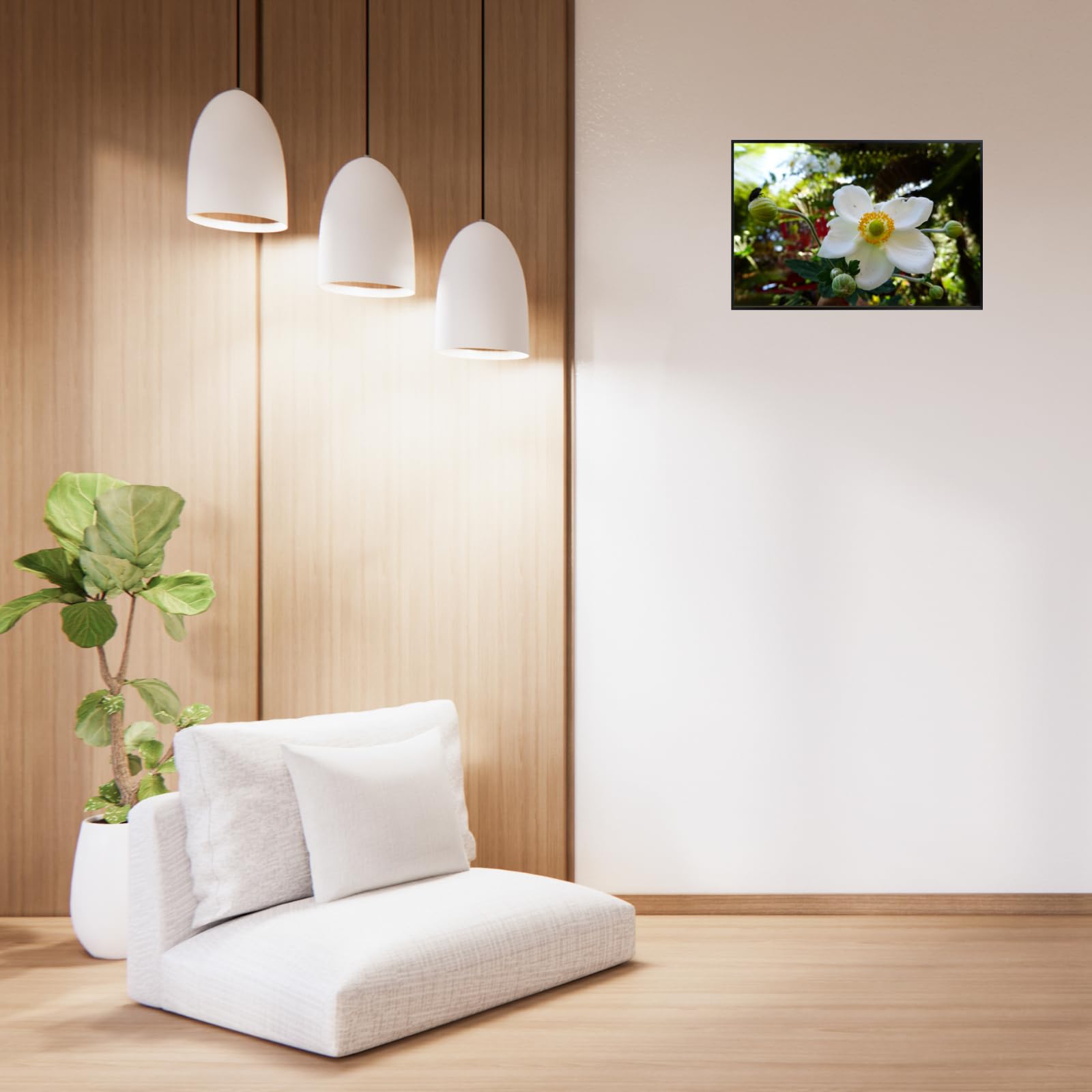 White Japanese Anemone Flower Poster – Elegant Botanical Wall Art Print for Living Room, Bedroom, Office, or Home Decor – Minimalist Floral Artwork