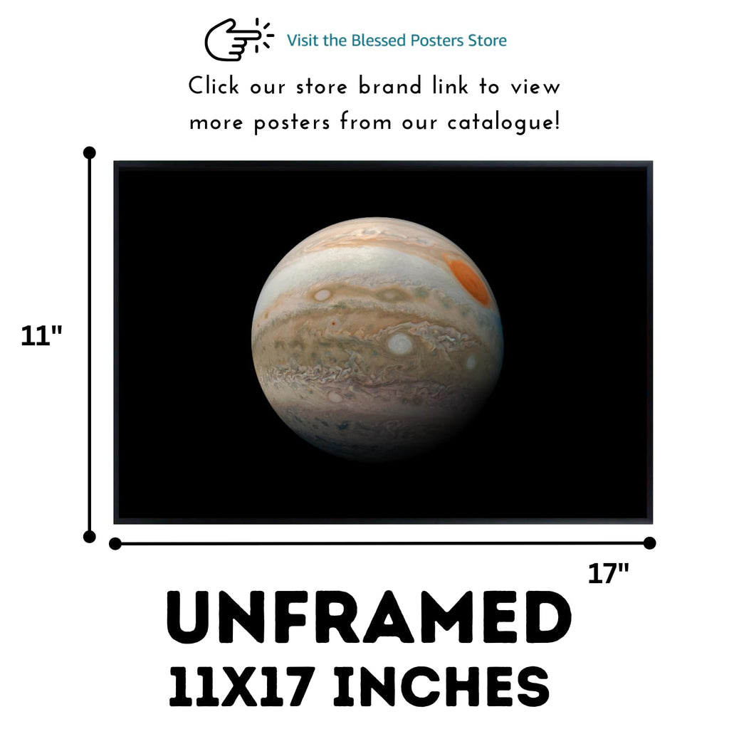 Blessed Posters Jupiter Poster – Space Wall Art Print for Bedroom, Living Room, Office, or Home Decor – Astronomy Photography Artwork