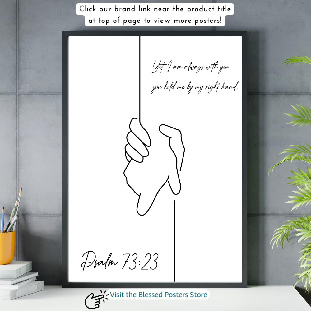 Blessed Wall Art Poster Psalm 73:23 Scripture Print Christian Home Decor Religious Gift Inspirational Bible Verse Decoration
