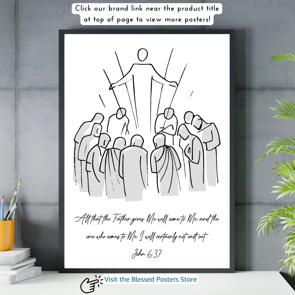 Bible Verse Wall Art Poster John 6:37 Scripture Print Christian Home Decor Religious Gift Spiritual Decoration