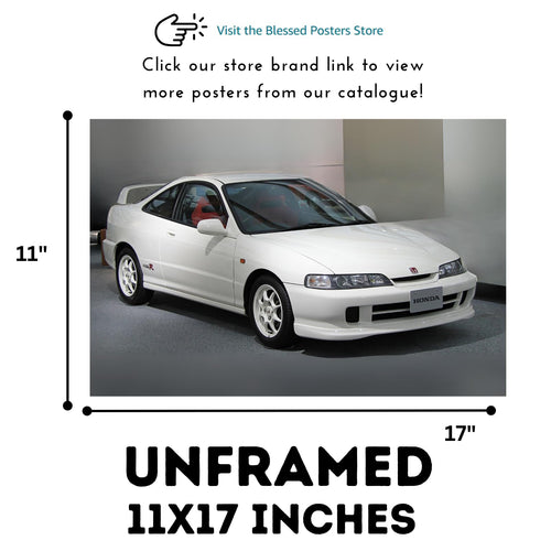 Blessed Posters Acura Integra Type R Poster – Classic Japanese Sports Car Wall Art Print for Garage Bedroom Office Living Room Retro Automotive Decor