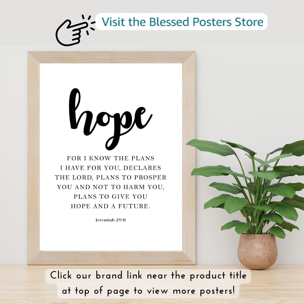 Jeremiah 29:11 Bible Verse Wall Art Christian Scripture Poster Print Inspirational Quote Home Decor Gift for Christians