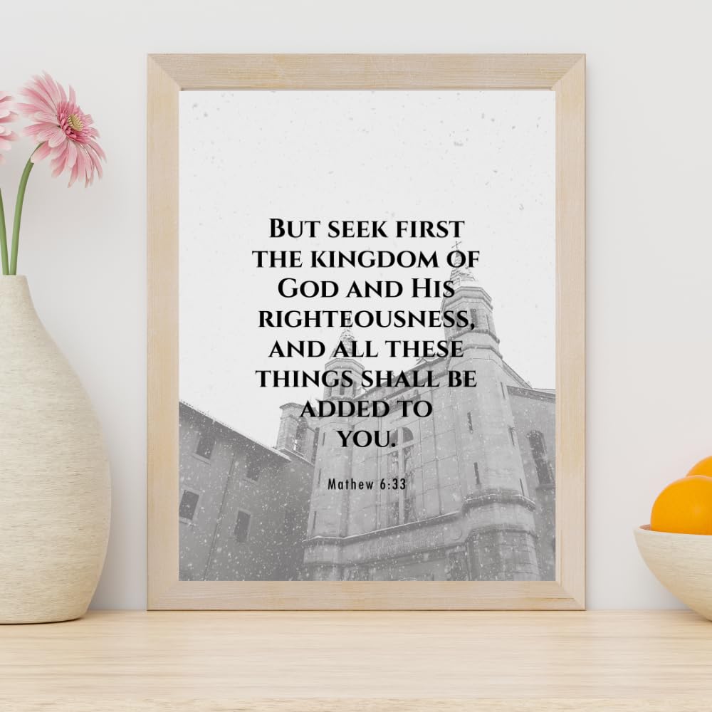 Matthew 6:33 Bible Verse Wall Art Scripture Poster Print Christian Home Decor Inspirational Faith Gifts