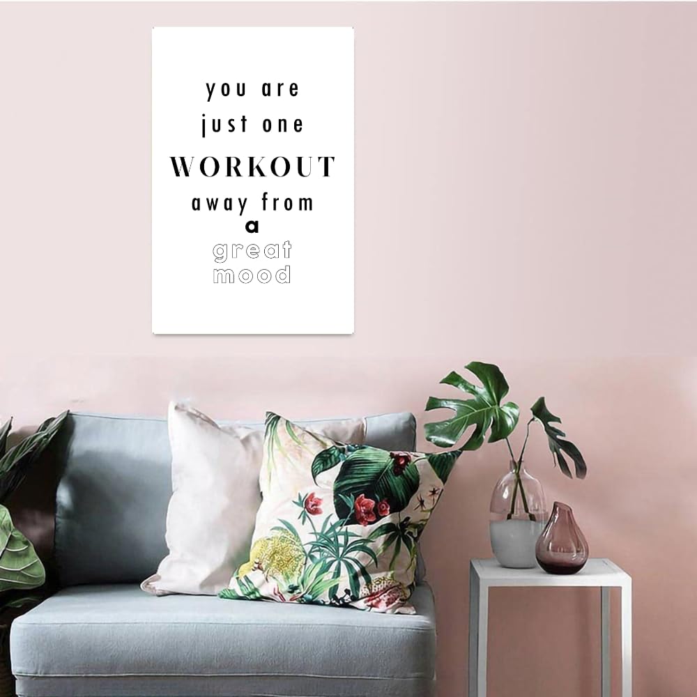 One Workout Away from a Great Mood Wall Art – Motivational Gym Poster – Fitness Quote Print for Home Gym or Workout Room – Gift for Gym Lovers