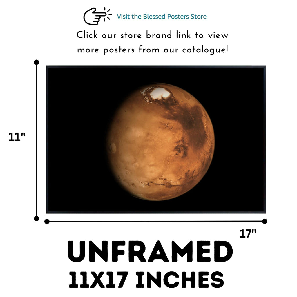 Blessed Posters Planet Mars Poster – Night Sky Wall Art Print for Home Bedroom Office Decor – Space Astronomy Artwork
