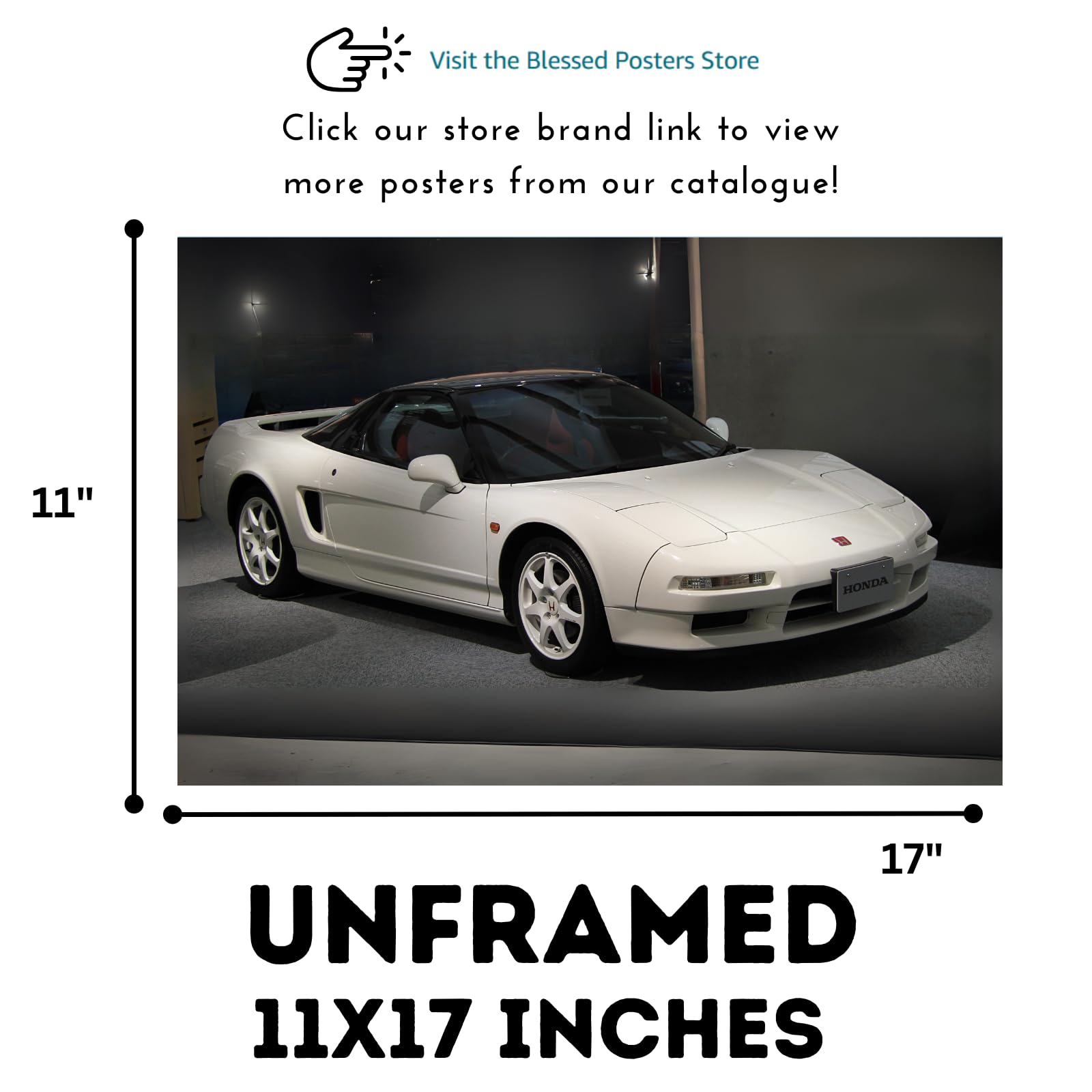 Blessed Posters NSX NA1 Poster – Iconic JDM Supercar Wall Art for Garage Bedroom Office Living Room Auto Decor