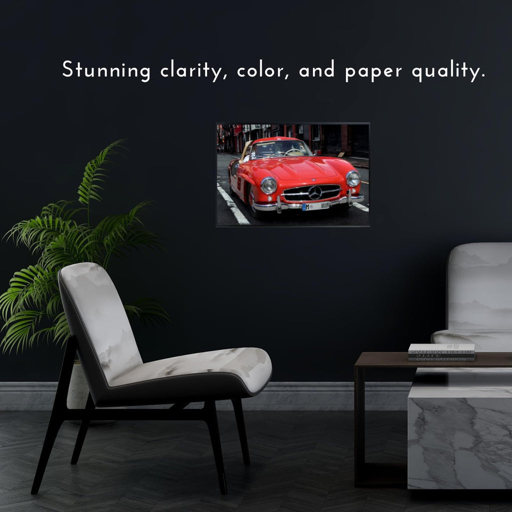 Blessed Posters Mercedes-Benz 300SL Gullwing Poster – Classic Sports Car Wall Art Print – Luxury Automotive Poster for Garage Office Bedroom Living Room