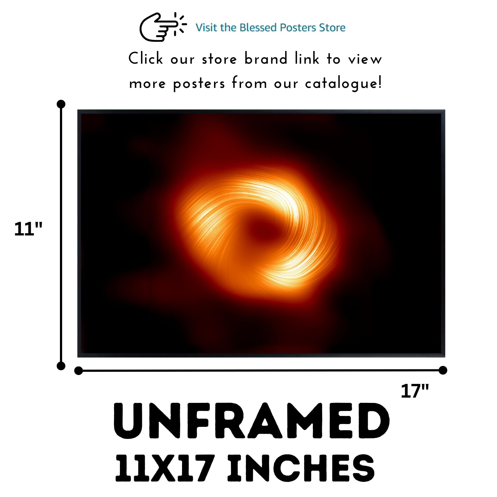 Blessed Posters Milky Way Supermassive Black Hole Wall Art – Galaxy Night Sky Astronomy Poster Space Photography Print for Bedroom Living Room Home Office Decor