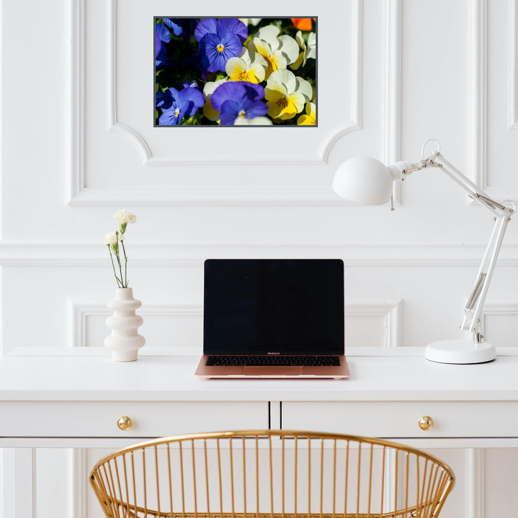 Pansy Flower Wall Art Poster – Botanical Floral Print, Vibrant Nature-Inspired Home Decor for Living Room, Bedroom, or Office
