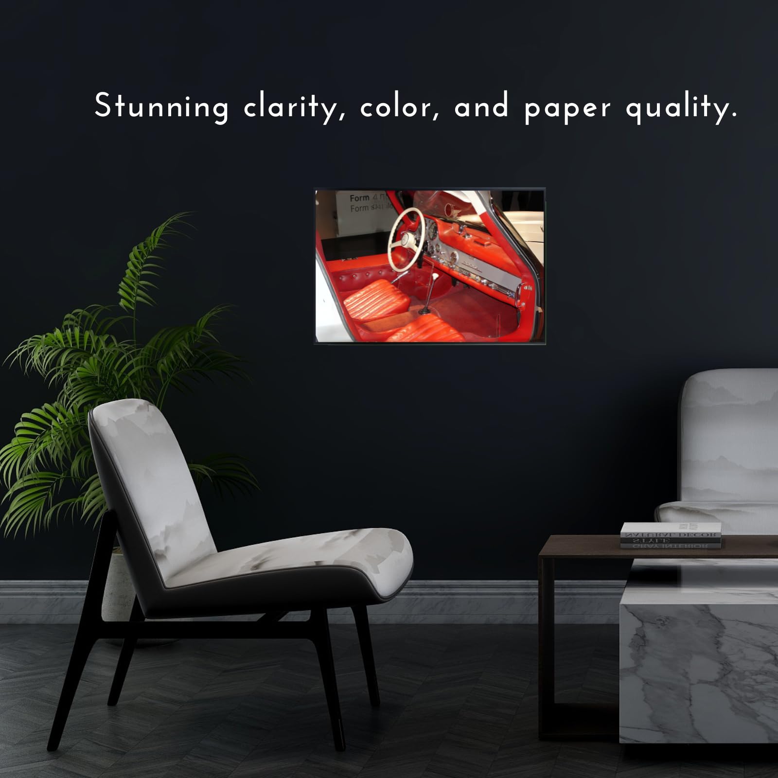 Blessed Posters Mercedes-Benz 300SL Gullwing Wall Art – Classic German Sports Car Poster for Garage, Office, or Living Room – Iconic Interior Print – Vintage Automotive Decor Gift