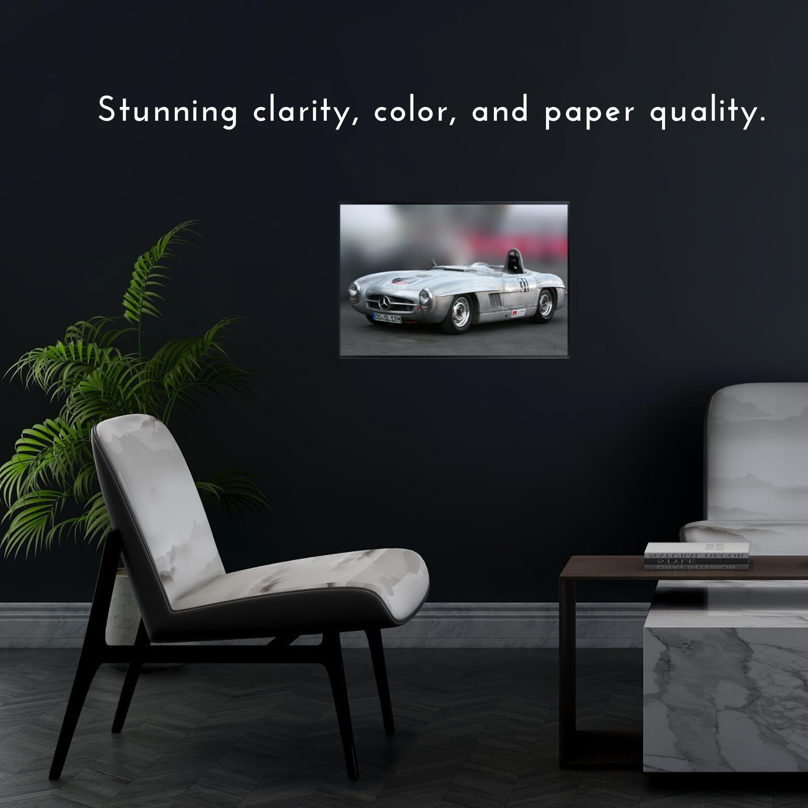Blessed Posters Mercedes-Benz 300SL Gullwing Poster – Classic Vintage Sports Car Wall Art Print for Garage, Office, or Bedroom German Engineering Icon