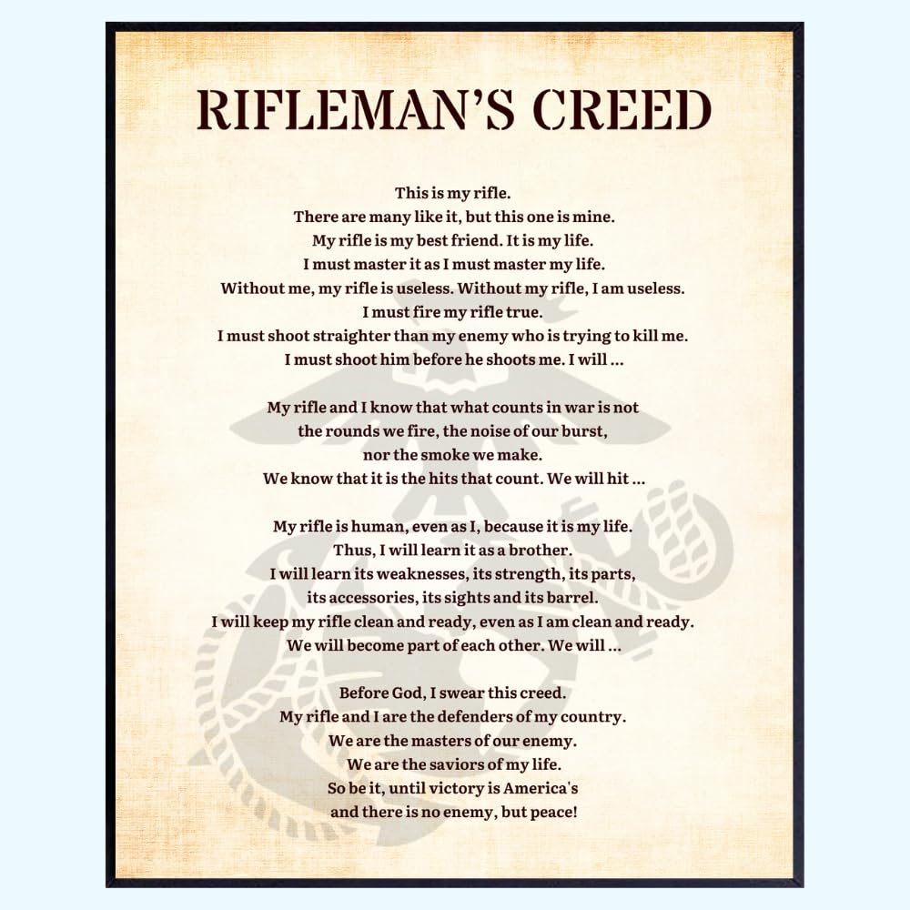 Blessed Posters Rifleman's Creed Marine Corps Patriotic American Wall Art Military Home Decor Inspirational Room Decor Gift for Veterans