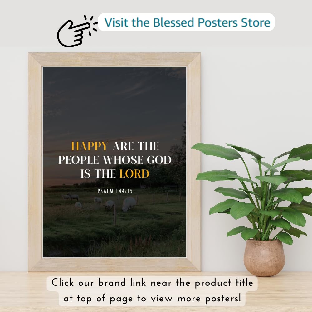 Psalm 144:15 Bible Verse Wall Art Scripture Poster Print Christian Home Decor Inspirational Faith Gifts