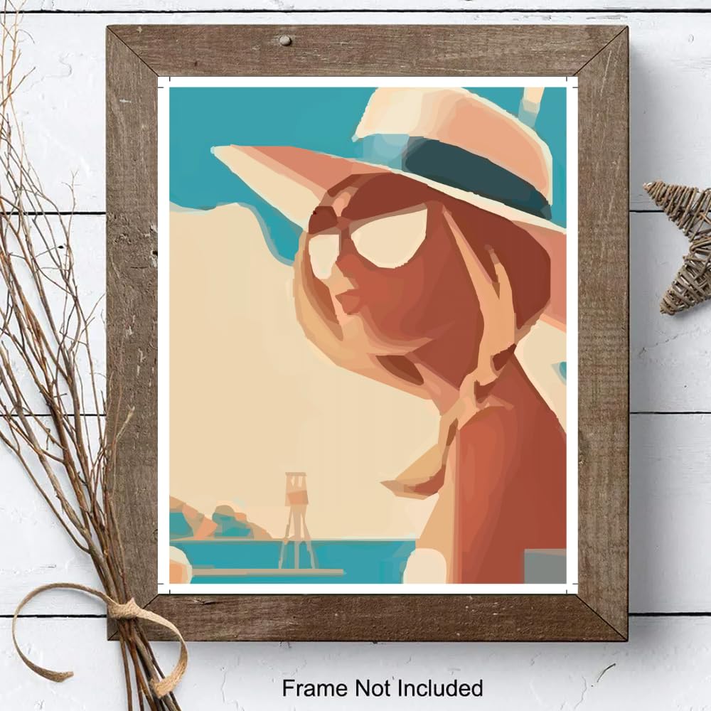 Coastal Wall Art Beach Poster Ocean Print Colorful Artwork Fashion Pop Art Decor for Girls Room Bedroom Living Room Aesthetic