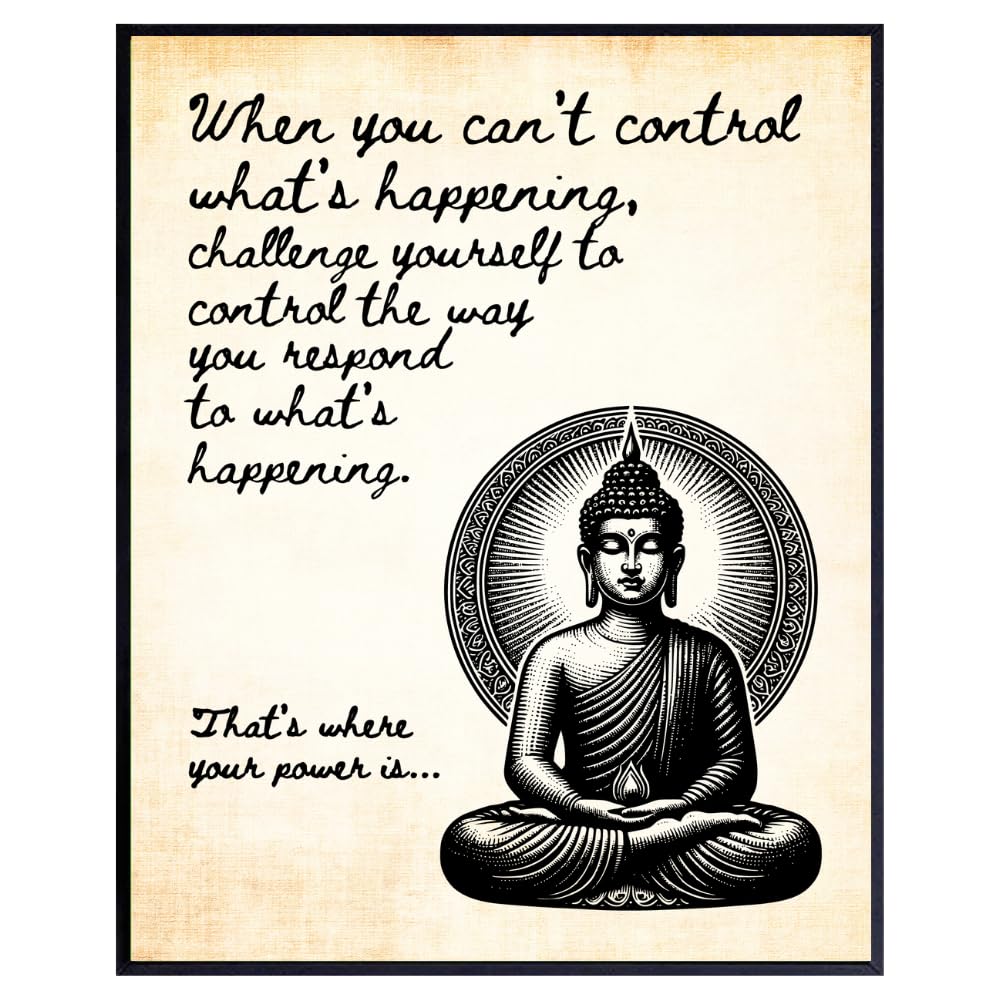"That's where your power is." Buddhist Wall Art Print Inspirational Quote Poster Spiritual Decor Buddha Positive Affirmation Motivational Wall Decoration