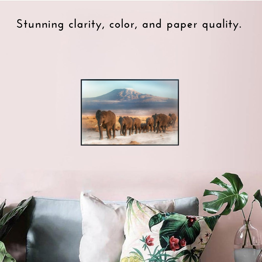 Elephant Wall Art Print – Kilimanjaro Safari Wildlife Poster for Living Room, Bedroom, or Office Décor