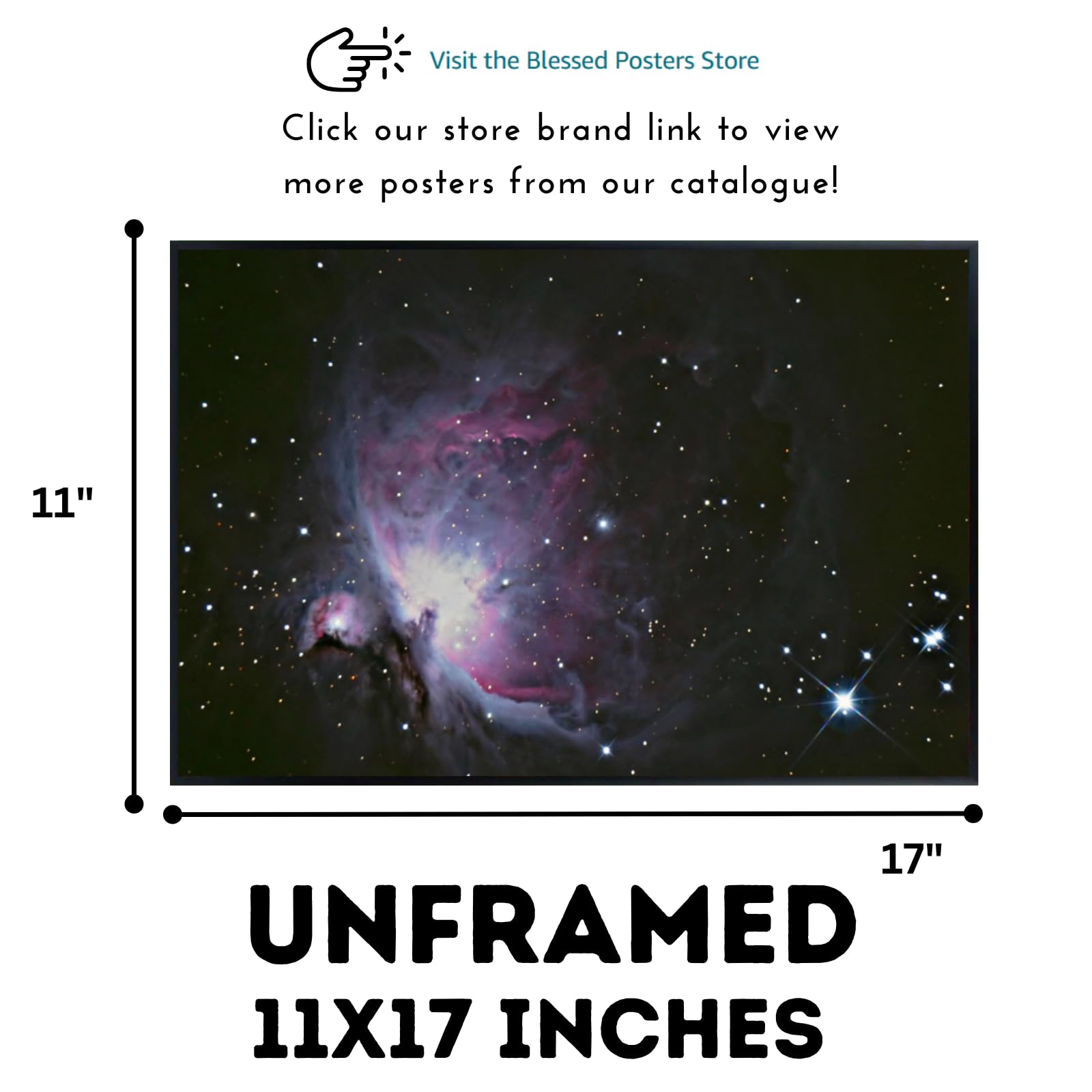 Blessed Posters Orion Nebula Poster – Deep Space Galaxy Wall Art Print for Home Office Bedroom Decor – Astronomy Photography Cosmic Artwork